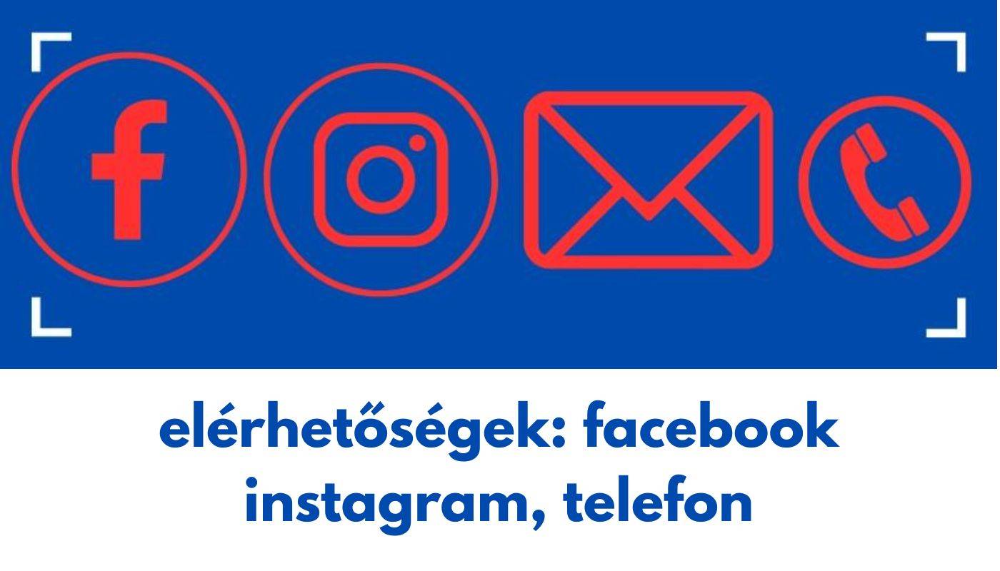 Kováts Laura Rozáliával való kapcsolattartás módja  Ez egy fotómontázs; a fotómontázson van egy kép, amin a Facebook, Instagram, Telefon piktogrammal, amik piros színű körrel díszelegnek. A fénykép maga sötétkék háttérrel rendelkezik. A kép alatt sötétkékkel ez a szöveg áll:  Elérhetőségek, Facebook, Instagramm, Telefon.    A Kováts Laura Rozália által készített fotómontázs fehér hátterű.